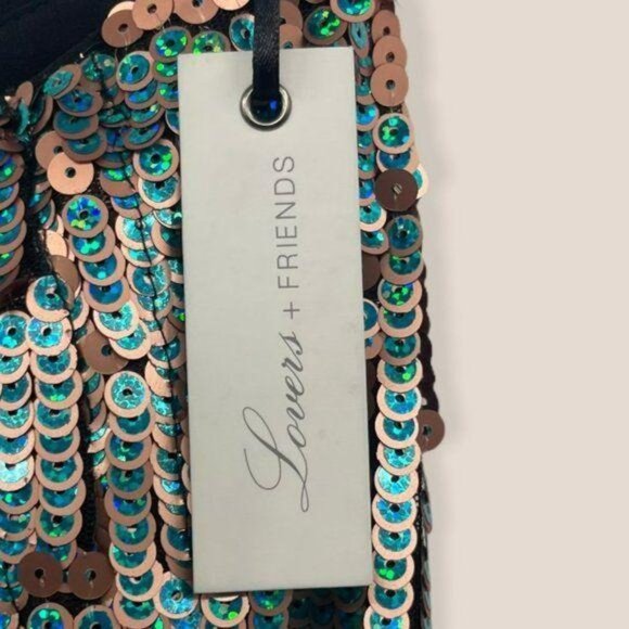 REVOLVE Lovers + Friends Sequin Blue Gold Skirt - Picture 5 of 8